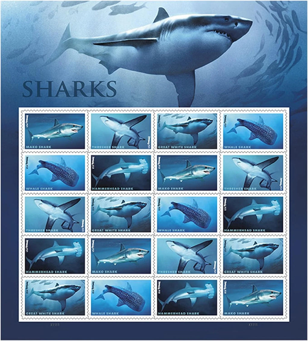 Sharks Ecotourism Conservation Preservation Ecology Nature Self-Stick - 1000 Forever Stamps