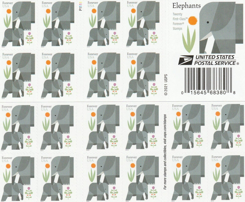 CARTOON ELEPHANTS STAR SELF-STICK - 1000 Forever Stamps