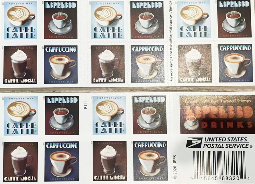 ESPRESSO DRINKS COFFEE SELF-STICK - 1000 Forever Stamps