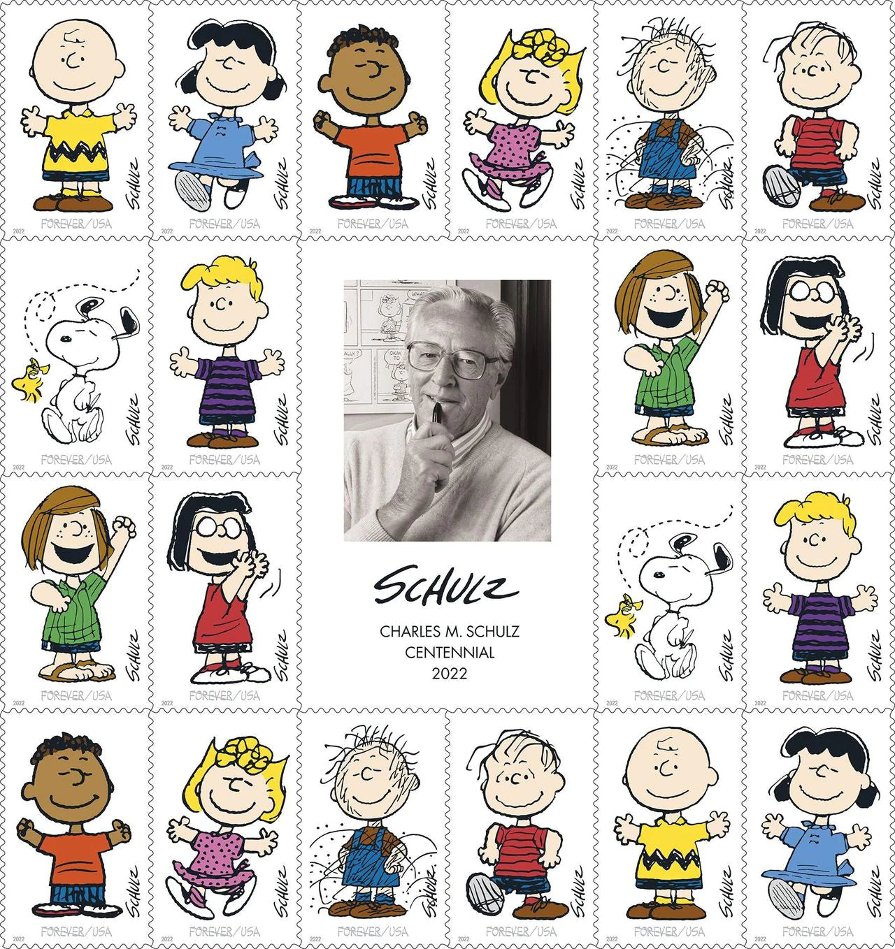 CARTOONIST CHARLES SCHULZ "PEANUTS" SELF-STICK - 1000 Forever Stamps